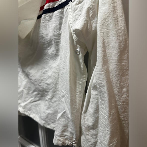 ⭐️SOLD⭐️ JGalt Cropped White with Red and Blue Stripes Windbreaker - Picture 8 of 15